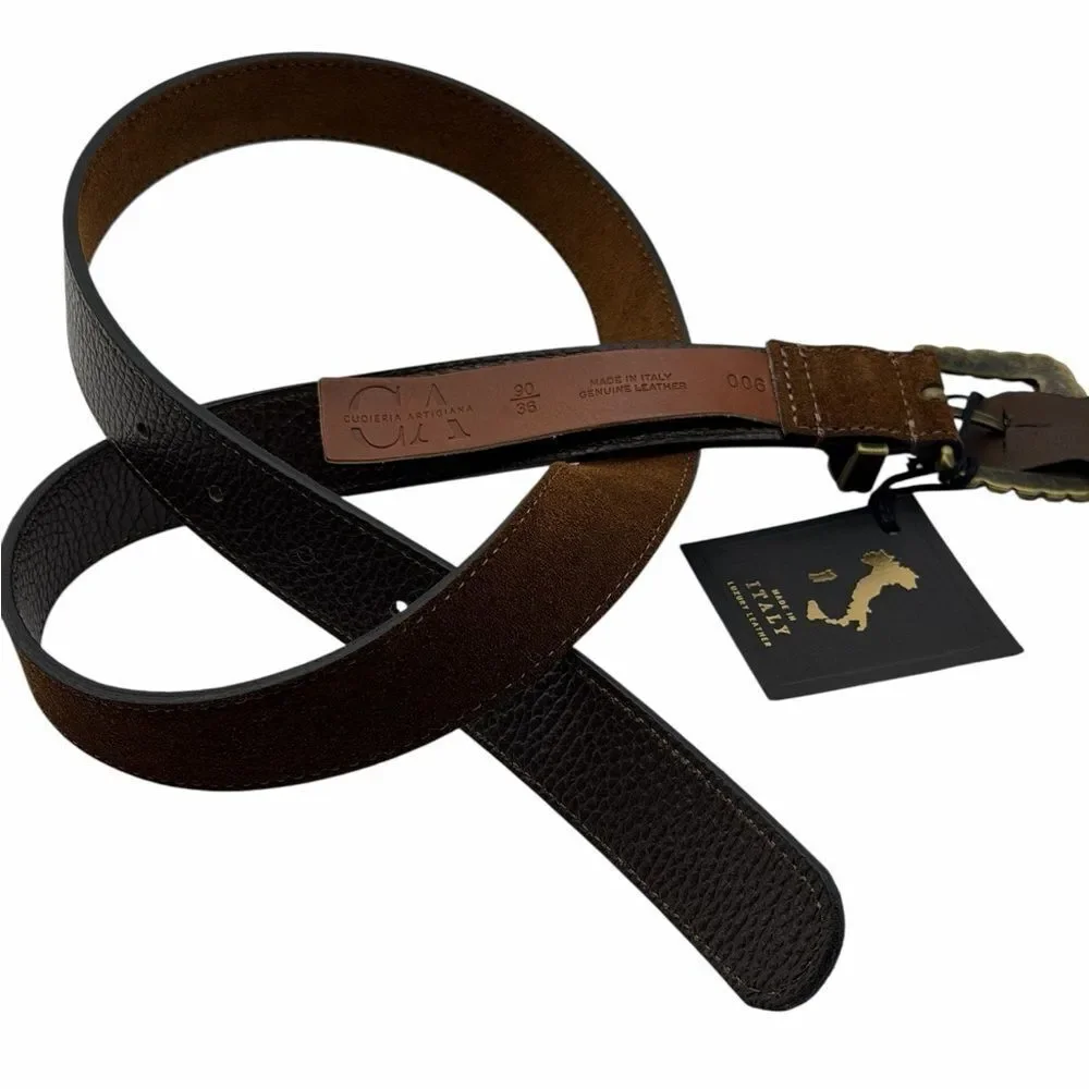 NWT Cuoieria Artigiana Luxury Leather Brown Belt L Italy